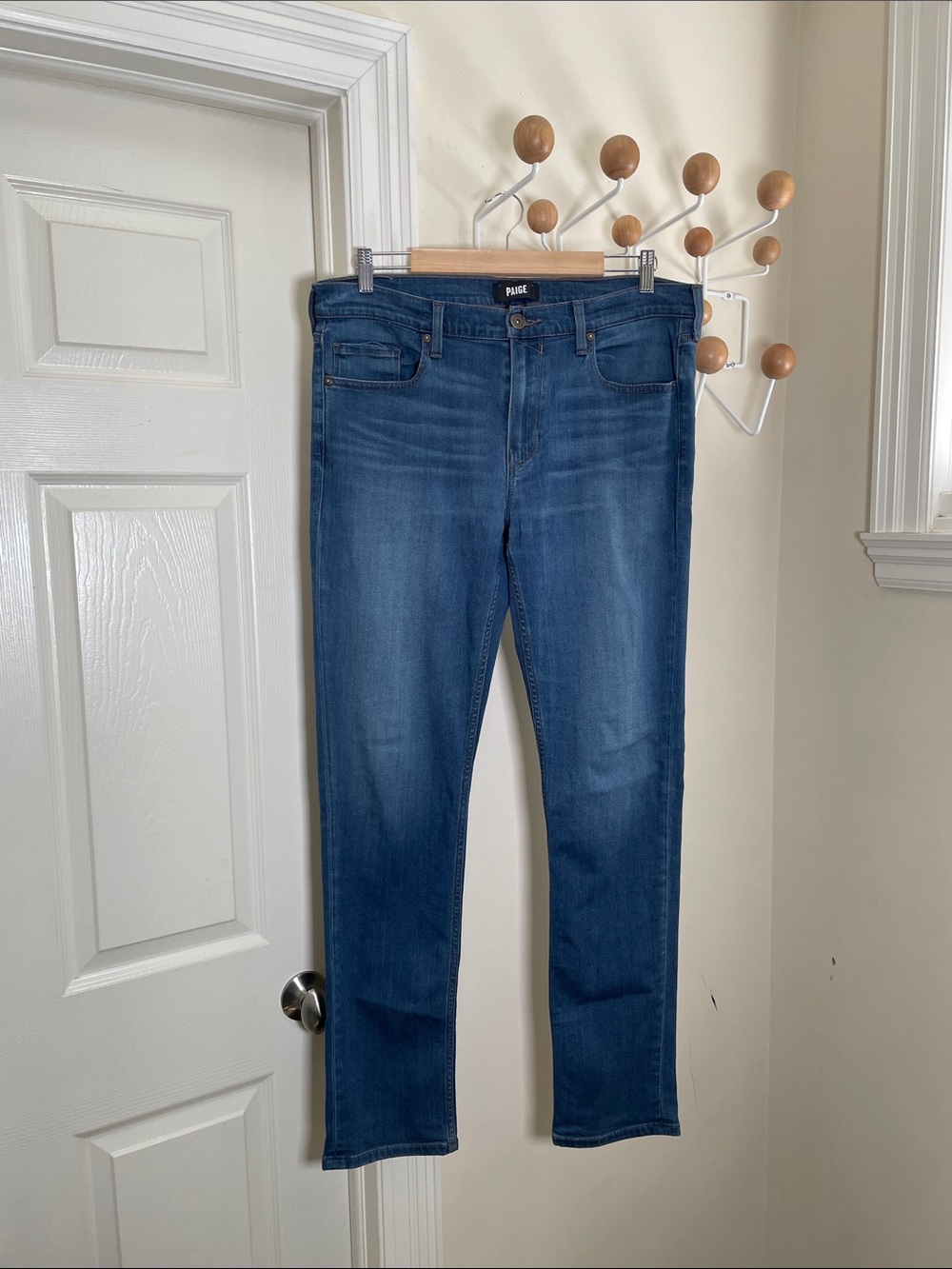PAIGE Lennox - Classic  Straight-Leg Slim Jeans - Navy - 34 x 30